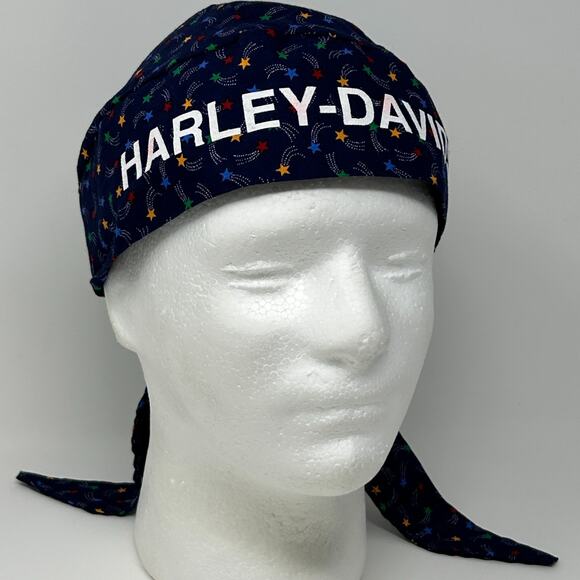 Harley Davidson Skull Cap Head Scarf Bandana Do Rag Durag HD Shooting Stars Blue - Picture 1 of 8
